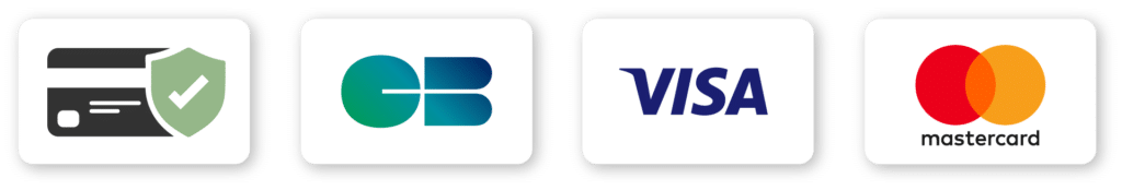 Logos des cartes de crédit: Visa, Mastercard, etc.