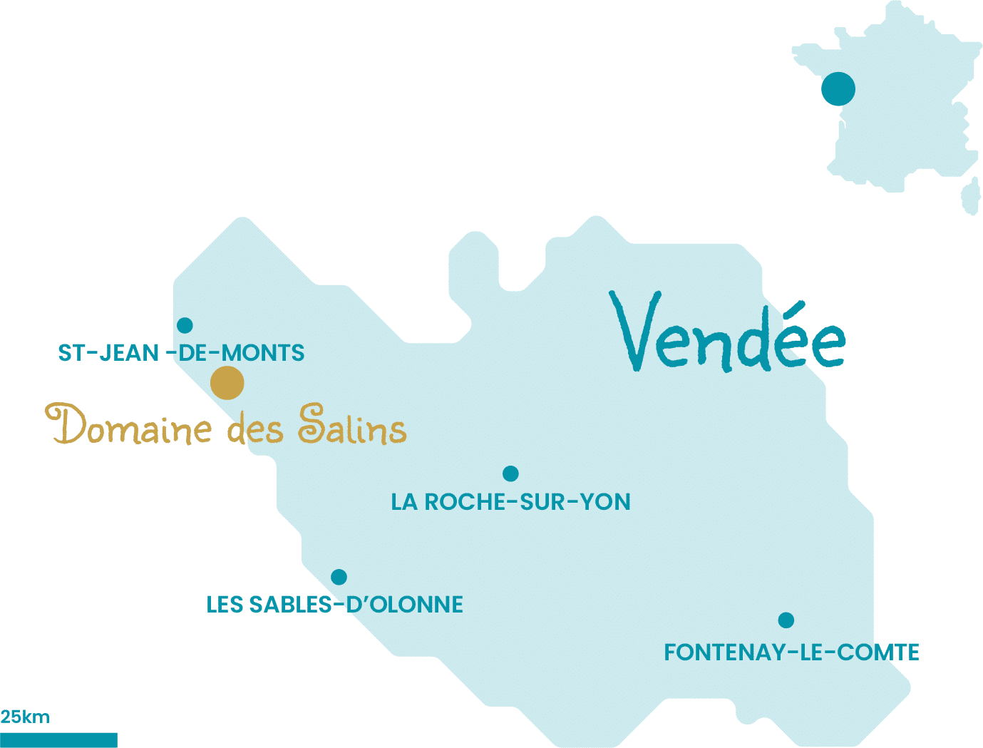 Carte localisant Domaine des Salins en Vendée